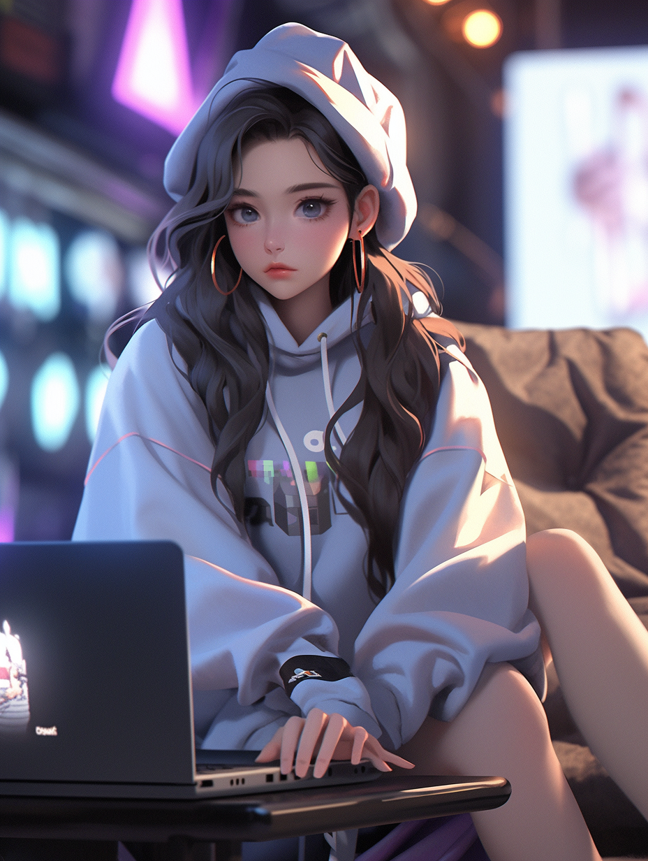 AI生成3D互联网工作者女孩照片免费下载